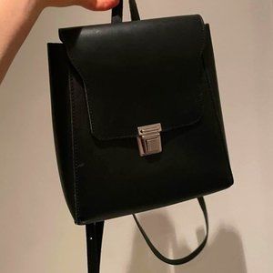 Black mini leather backpack